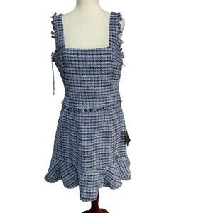 LULUS Women's Adorably Luxurious Tweed Raw Edge Sleeveless Mini Dress Size M
